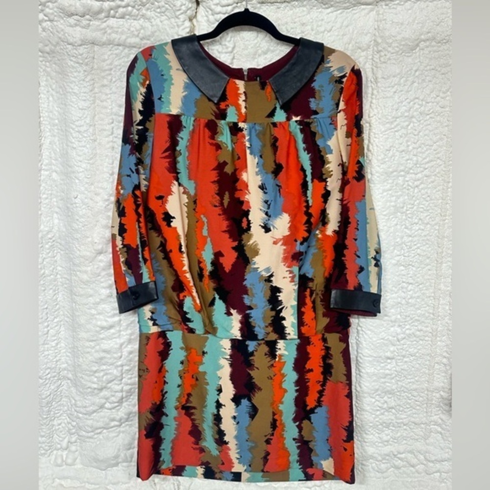 W118 by Walter Baker Drop Waist‎ Abstract Multicolor Print MIDI Dress M